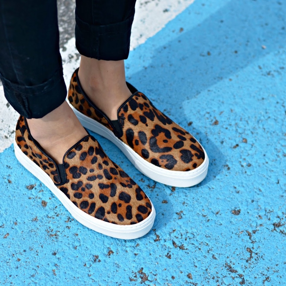 Aldo Fur Leopard Print Slip-On Sneakers, Sz 8.5